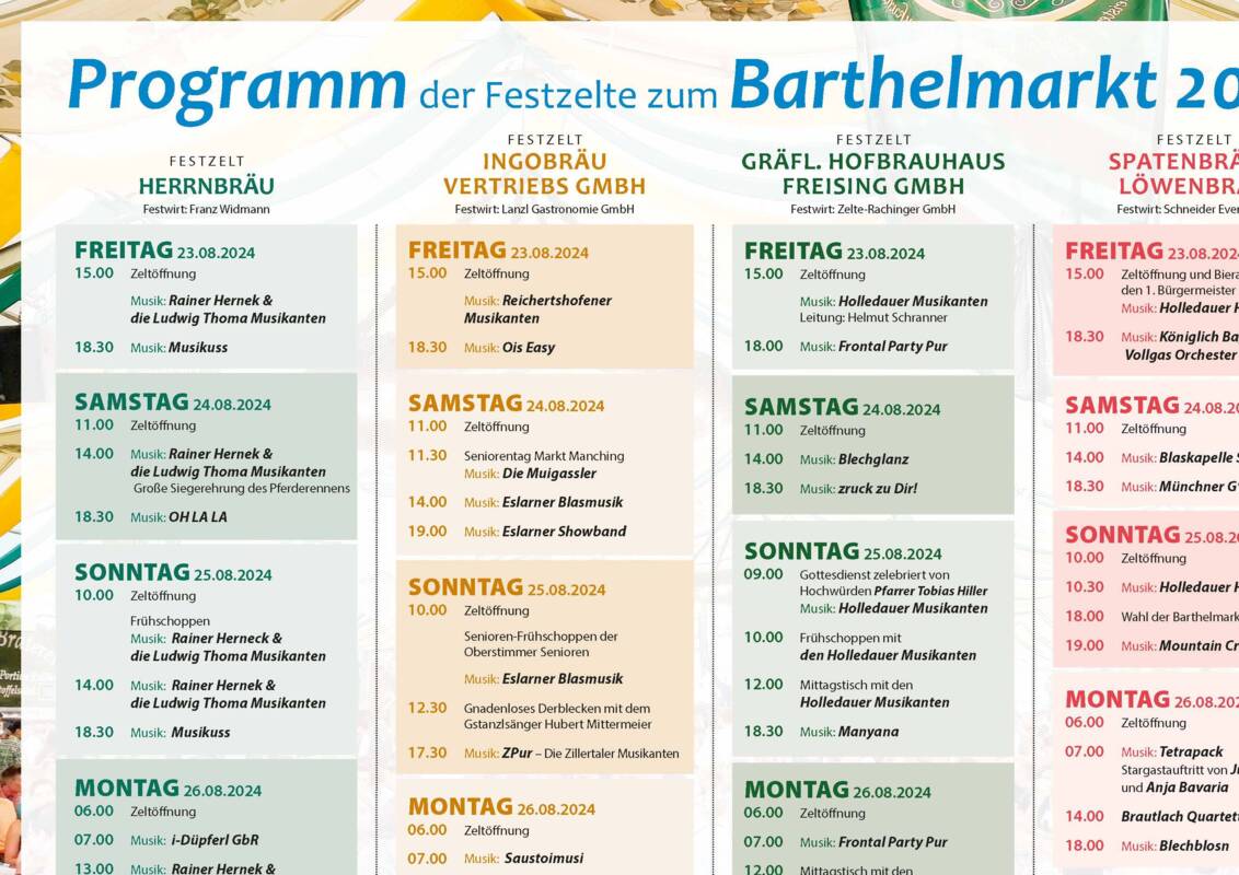 Barthelmarkt Festzeltprogramm