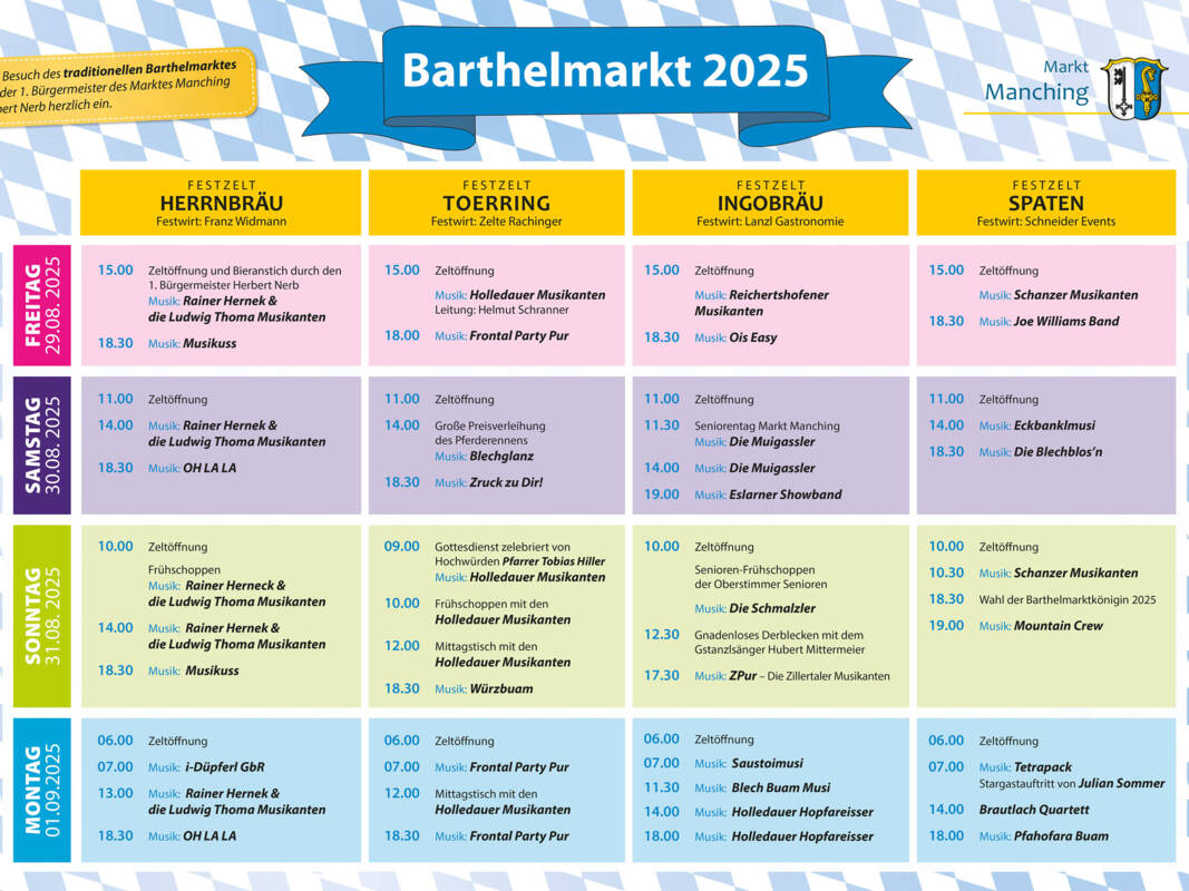 Barthelmarkt Festzeltprogramm